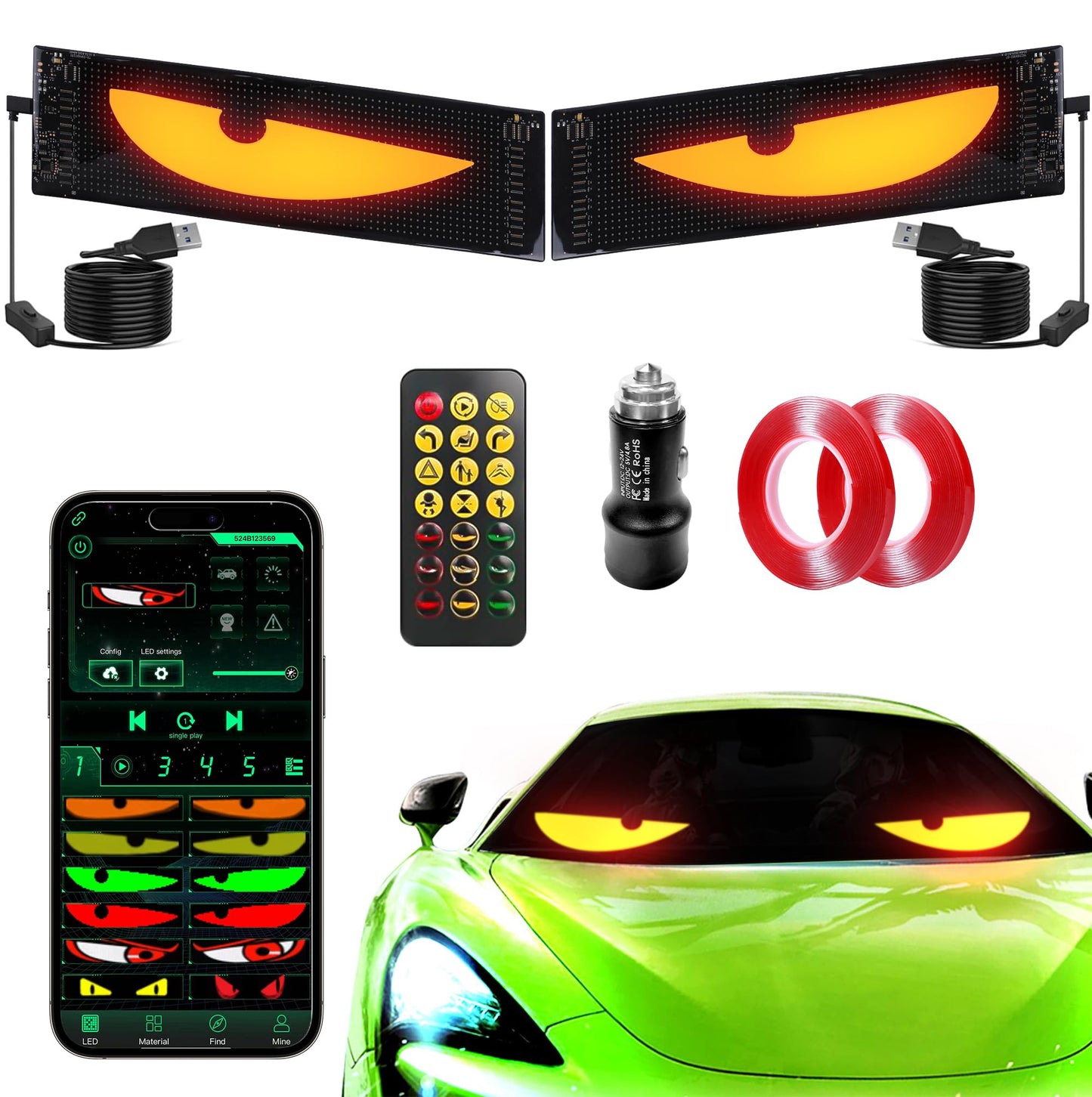 FABAKE Windshield Dual LED Screen Kit