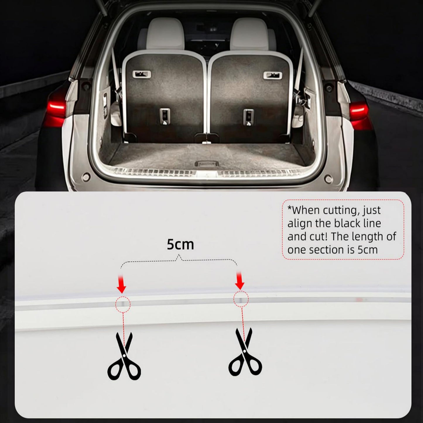 White Newly Upgraded 157.48" SUV Trunk LED Light Strip