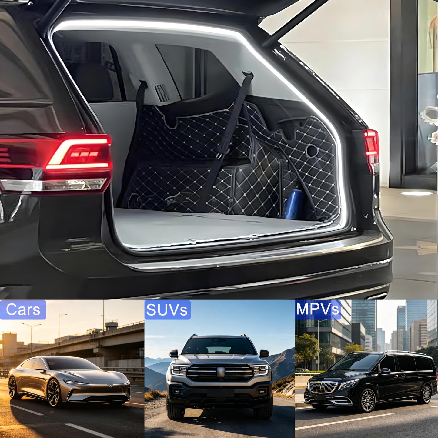 White Newly Upgraded 157.48" SUV Trunk LED Light Strip