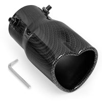 Carbon Fiber Style Universal Heart-Shaped Single Outlet Exhaust Tip, 2.25-Inch Clamp-On Stainless Steel Tailpipe Tip