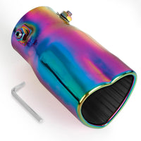 Rainbow Universal Heart-Shaped Single Outlet Exhaust Tip, 2.25-Inch Clamp-On Stainless Steel Tailpipe Tip