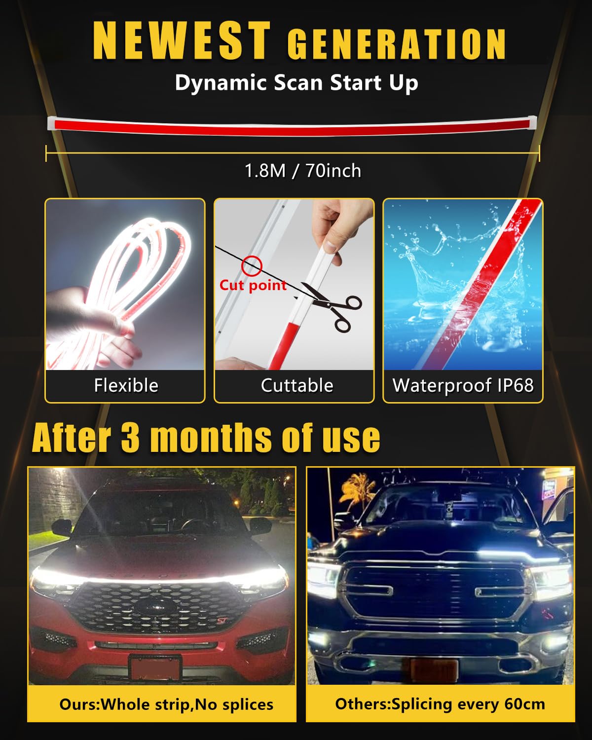 white Car LED Hood Light Strip