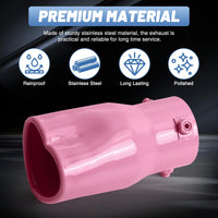 Pink Universal Heart-Shaped Single Outlet Exhaust Tip, 2.25-Inch Clamp-On Stainless Steel Tailpipe Tip