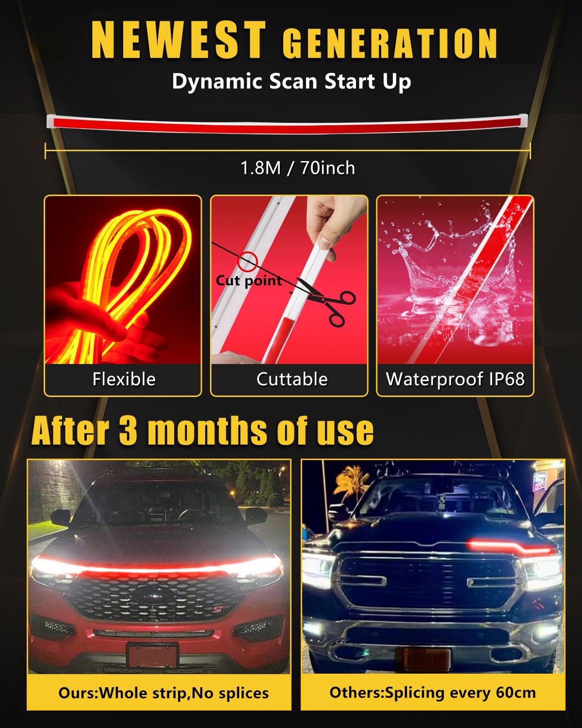 red Car LED Hood Light Strip