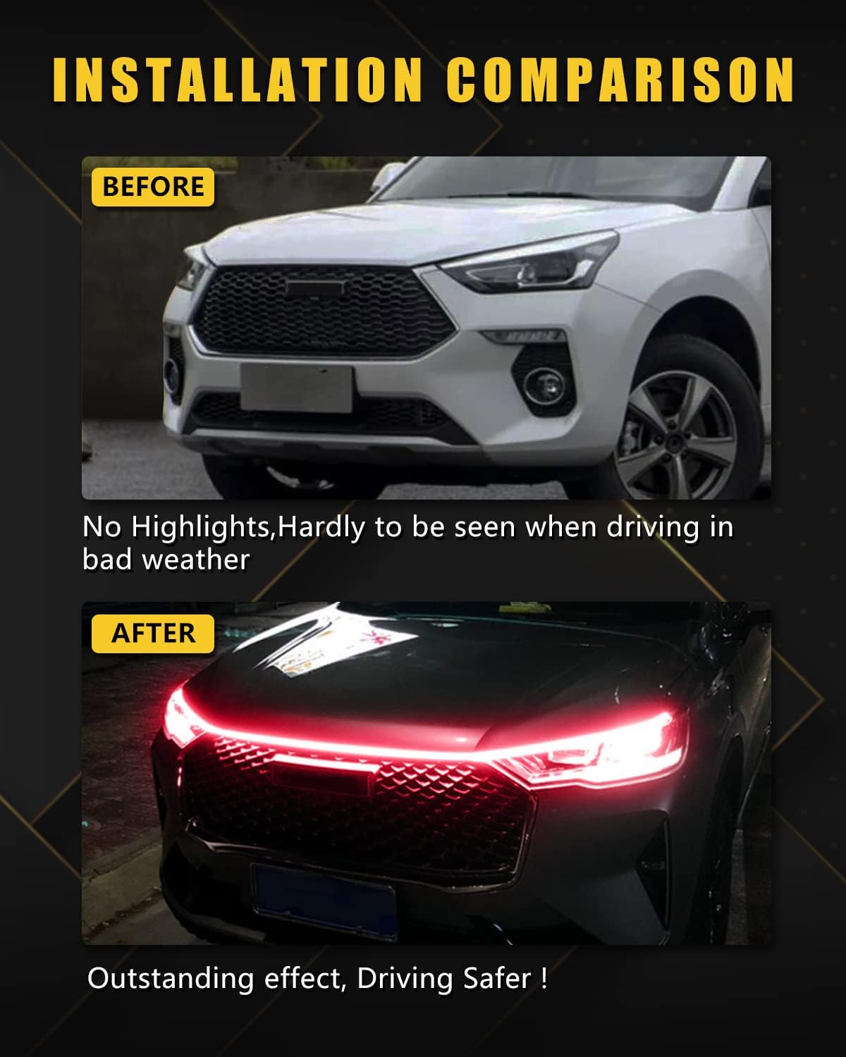 red Car LED Hood Light Strip