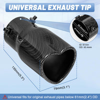 Carbon Fiber Style Universal Heart-Shaped Single Outlet Exhaust Tip, 2.25-Inch Clamp-On Stainless Steel Tailpipe Tip