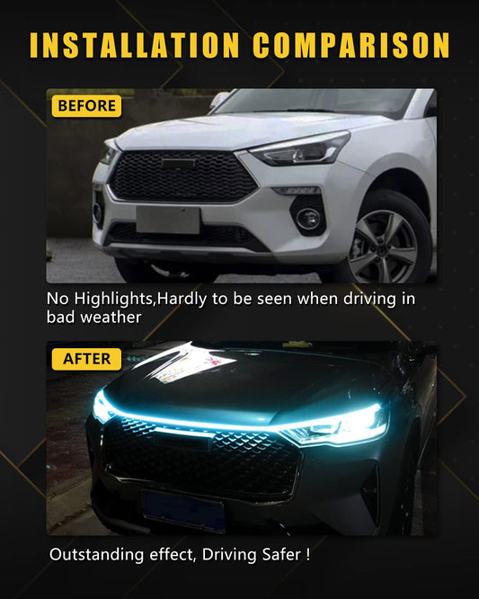 blue Car LED Hood Light Strip
