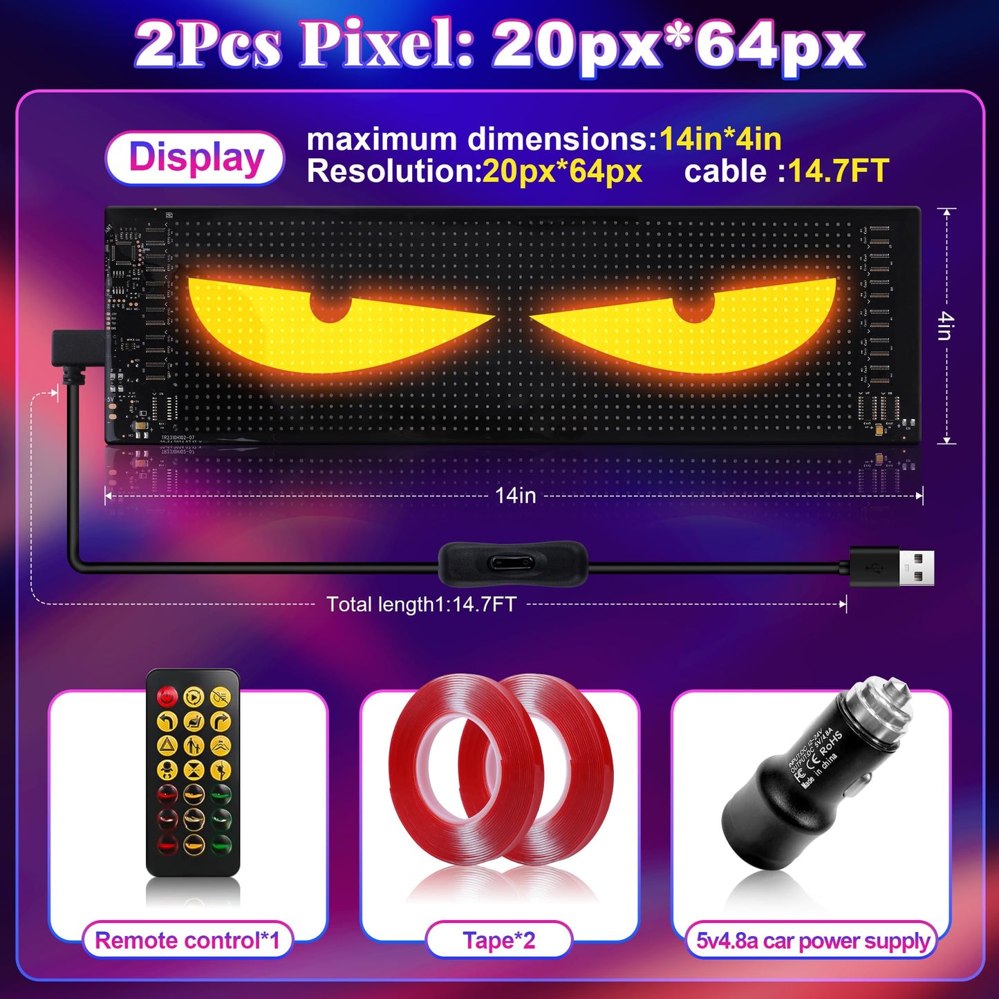 FABAKE Windshield Dual LED Screen Kit