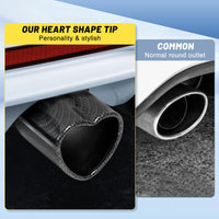 Carbon Fiber Style Universal Heart-Shaped Single Outlet Exhaust Tip, 2.25-Inch Clamp-On Stainless Steel Tailpipe Tip