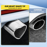 Chrome Silver Universal Heart-Shaped Single Outlet Exhaust Tip, 2.25-Inch Clamp-On Stainless Steel Tailpipe Tip