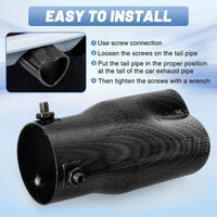Carbon Fiber Style Universal Heart-Shaped Single Outlet Exhaust Tip, 2.25-Inch Clamp-On Stainless Steel Tailpipe Tip