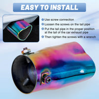 Rainbow Universal Heart-Shaped Single Outlet Exhaust Tip, 2.25-Inch Clamp-On Stainless Steel Tailpipe Tip
